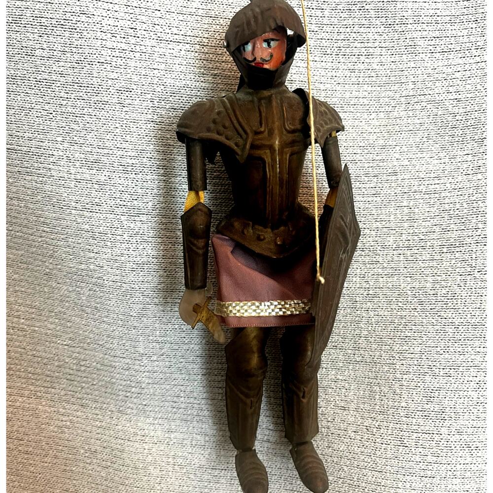 VTG Italian Marionette | Roman Soldier | Brass Plastic Wood | Hand Painted Face